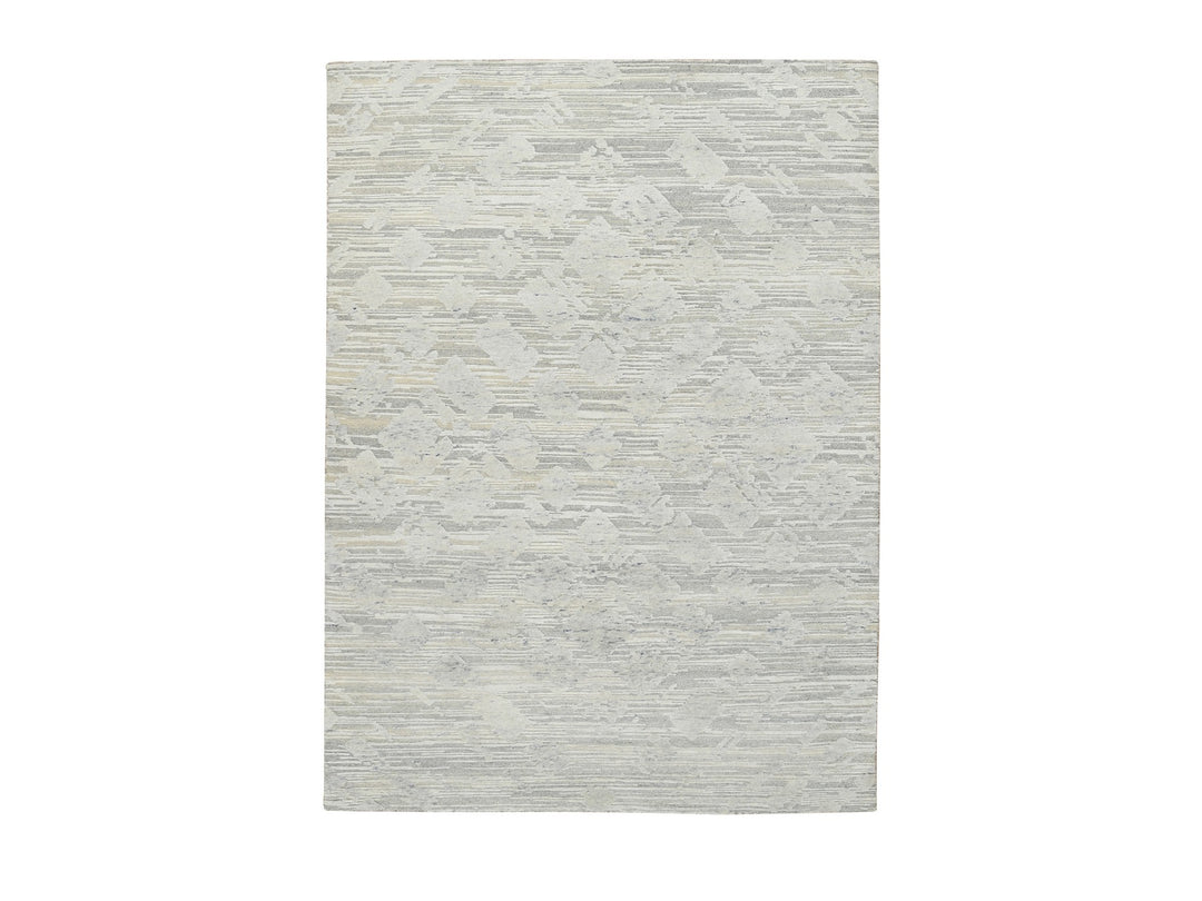 5'1" x 7'3" New Hand Knotted Grey Wool Rectangle Oriental Rug - MOA10264699