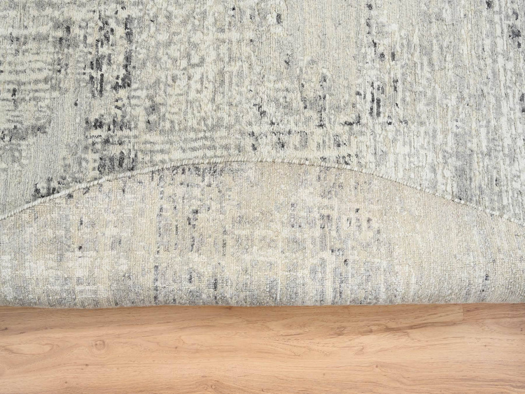 7'10" x 7'10" New Hand Knotted Grey Wool Round Oriental Rug - MOA10264700