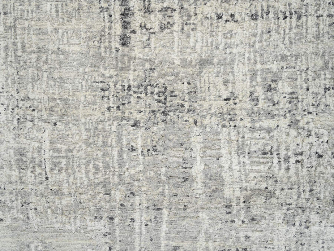 7'10" x 7'10" New Hand Knotted Grey Wool Round Oriental Rug - MOA10264700