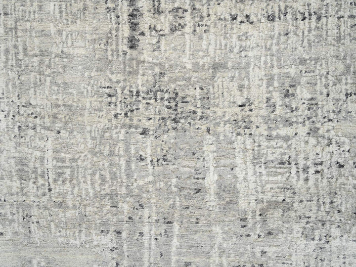 7'10" x 7'10" New Hand Knotted Grey Wool Round Oriental Rug - MOA10264700