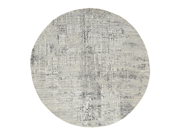 6'0" x 6'0" New Hand Knotted Grey Wool Round Oriental Rug - MOA10264701
