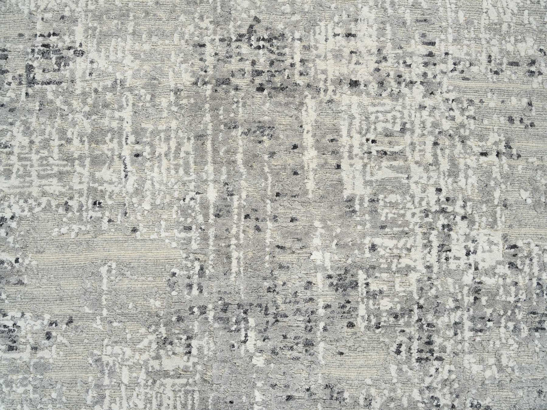 6'0" x 6'0" New Hand Knotted Grey Wool Round Oriental Rug - MOA10264701