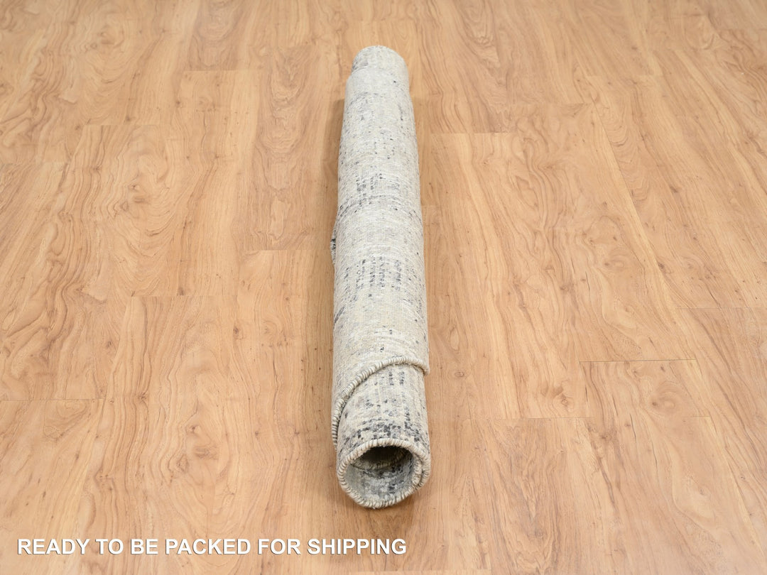 6'0" x 6'0" New Hand Knotted Grey Wool Round Oriental Rug - MOA10264701
