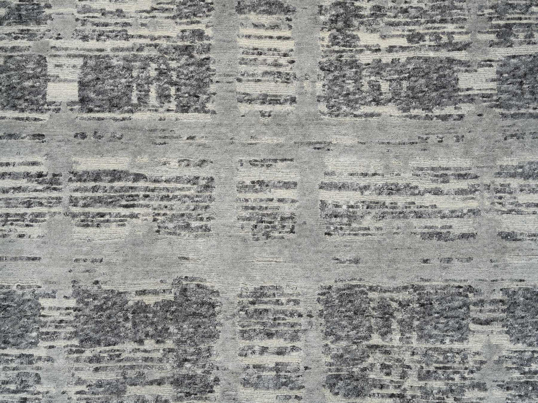 9'2" x 11'10" New Hand Knotted Grey Wool Rectangle Oriental Rug - MOA10264704