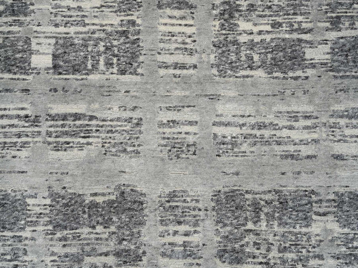9'2" x 11'10" New Hand Knotted Grey Wool Rectangle Oriental Rug - MOA10264704
