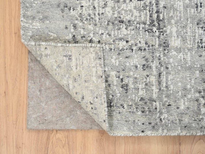 2'7" x 6'0" New Hand Knotted Grey Wool Runner Oriental Rug - MOA10264705