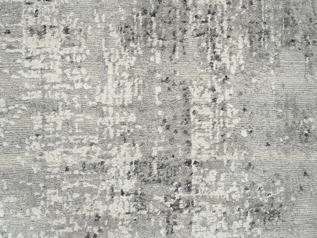 2'7" x 6'0" New Hand Knotted Grey Wool Runner Oriental Rug - MOA10264705