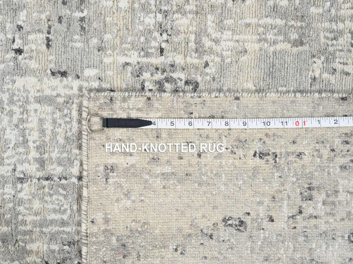 2'7" x 6'0" New Hand Knotted Grey Wool Runner Oriental Rug - MOA10264705