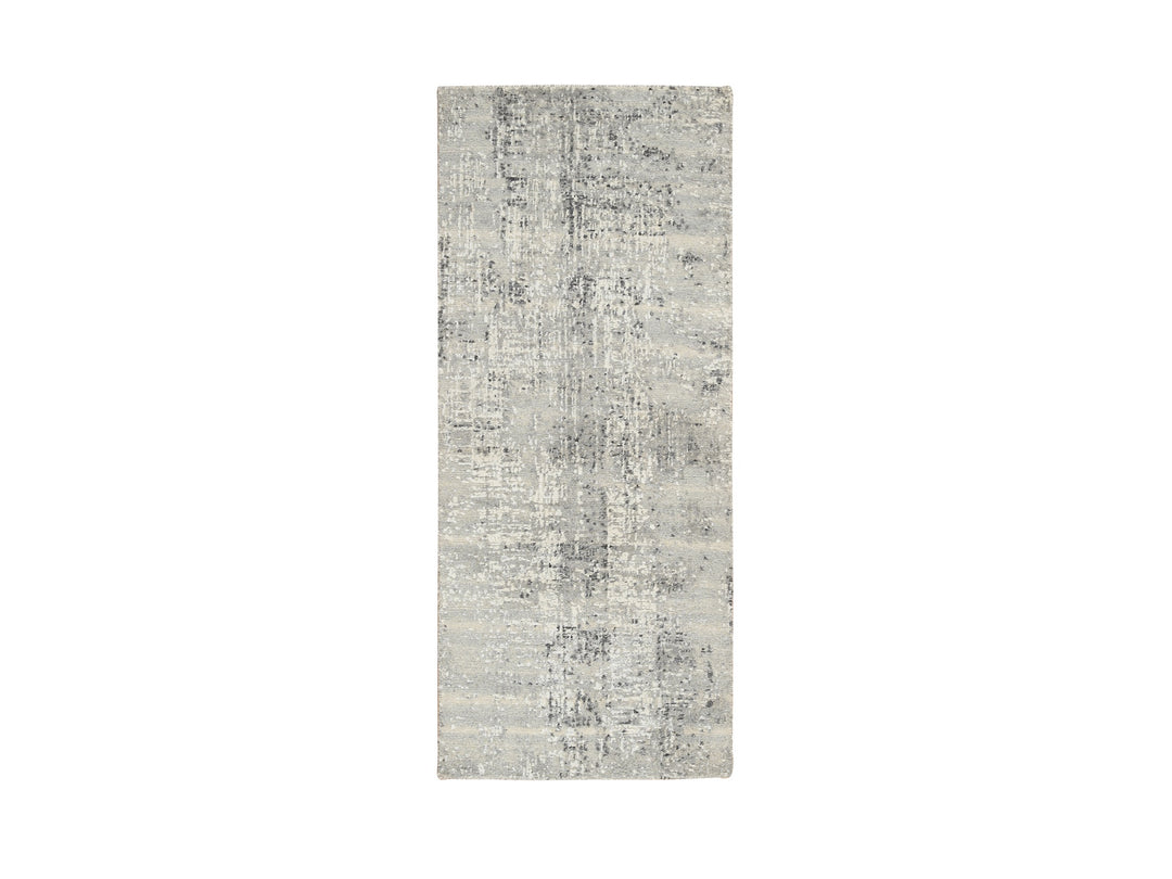 2'6" x 6'0" New Hand Knotted Grey Wool Runner Oriental Rug - MOA10264707