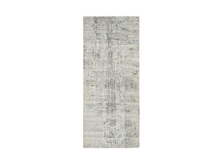 2'6" x 6'0" New Hand Knotted Grey Wool Runner Oriental Rug - MOA10264707