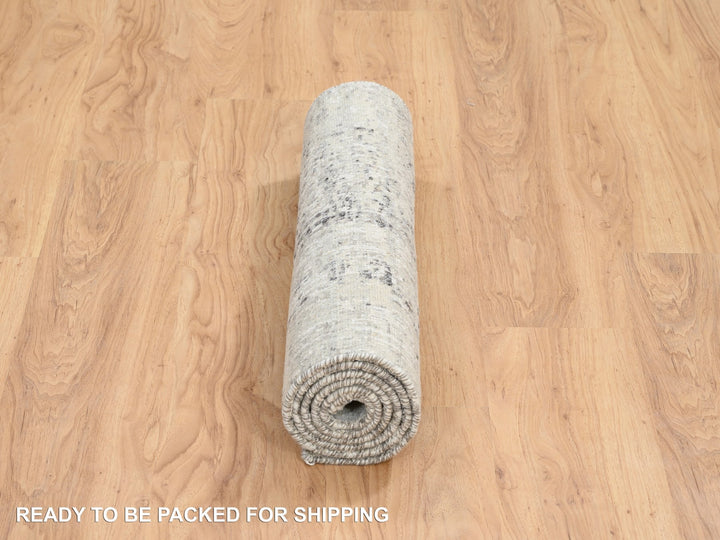 2'6" x 6'0" New Hand Knotted Grey Wool Runner Oriental Rug - MOA10264707