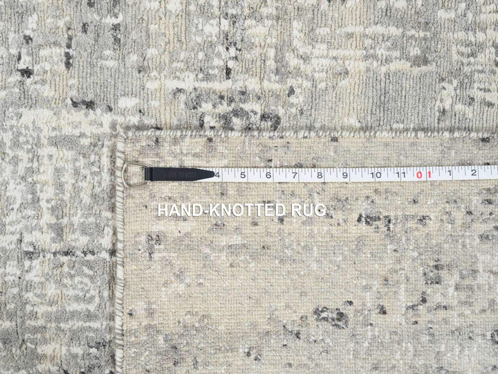 2'6" x 6'0" New Hand Knotted Grey Wool Runner Oriental Rug - MOA10264707