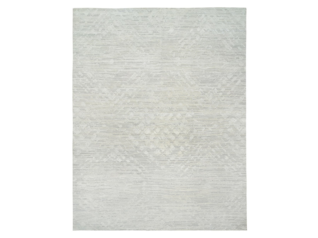 14'1" x 18'0" New Hand Knotted Grey Wool Rectangle Oriental Rug - MOA10264709