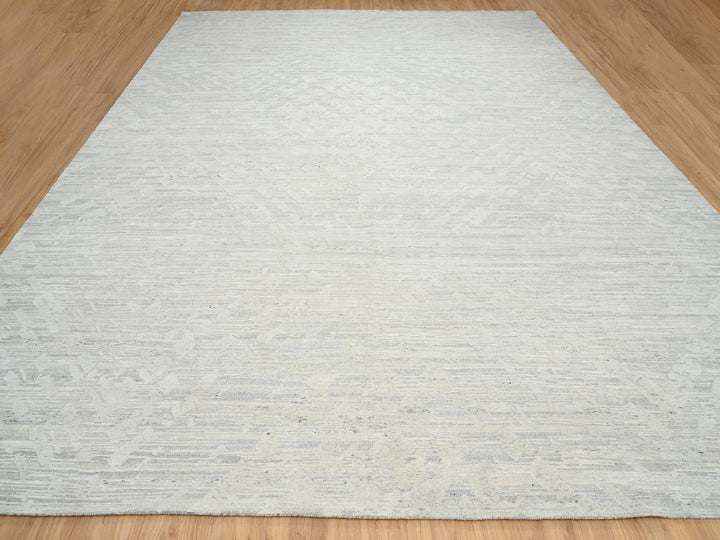 14'1" x 18'0" New Hand Knotted Grey Wool Rectangle Oriental Rug - MOA10264709