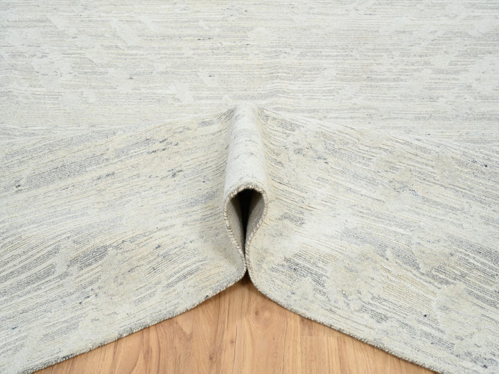 14'1" x 18'0" New Hand Knotted Grey Wool Rectangle Oriental Rug - MOA10264709