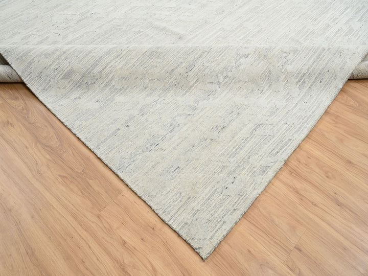 14'1" x 18'0" New Hand Knotted Grey Wool Rectangle Oriental Rug - MOA10264709