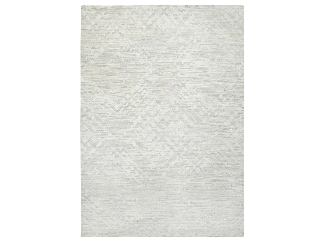 14'0" x 19'9" New Hand Knotted Grey Wool Rectangle Oriental Rug - MOA10264712