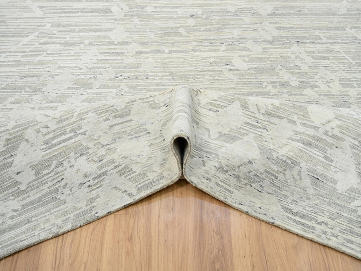 14'0" x 19'9" New Hand Knotted Grey Wool Rectangle Oriental Rug - MOA10264712