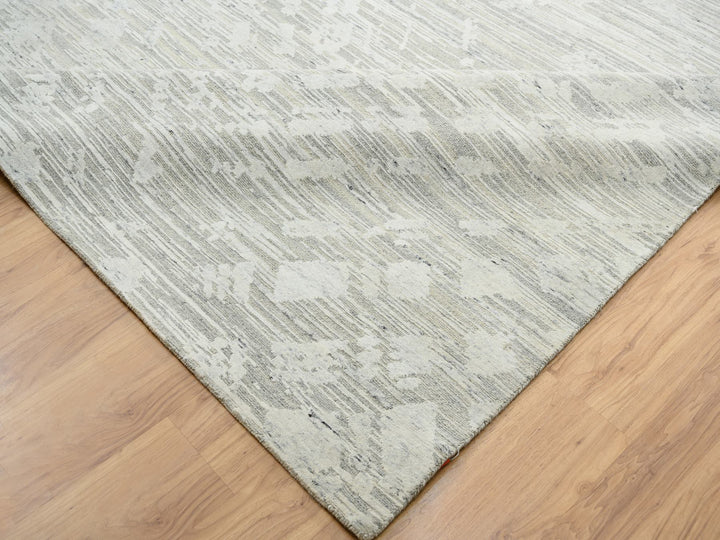 14'0" x 19'9" New Hand Knotted Grey Wool Rectangle Oriental Rug - MOA10264712