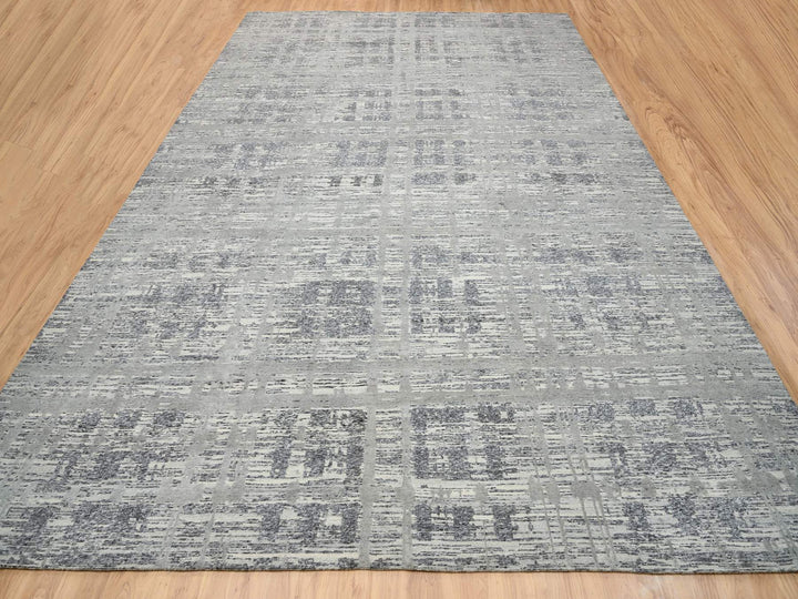 13'10" x 20'2" New Hand Knotted Grey Wool Rectangle Oriental Rug - MOA10264715