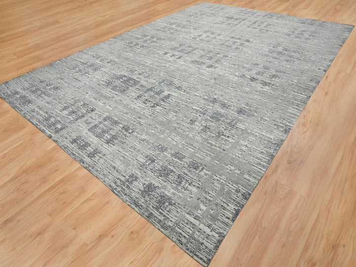 13'10" x 20'2" New Hand Knotted Grey Wool Rectangle Oriental Rug - MOA10264715
