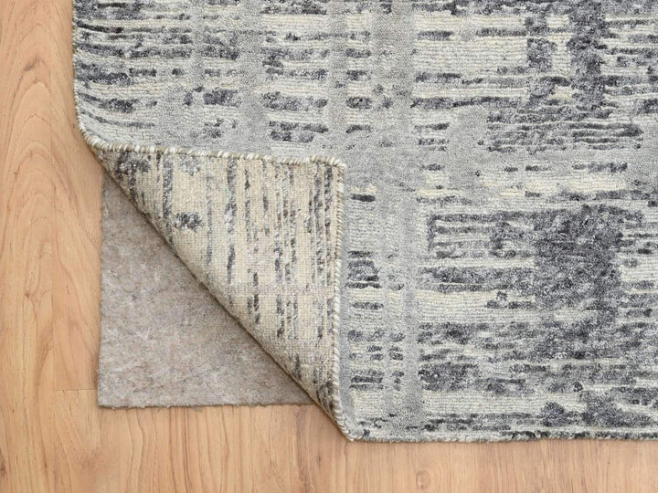 13'10" x 20'2" New Hand Knotted Grey Wool Rectangle Oriental Rug - MOA10264715