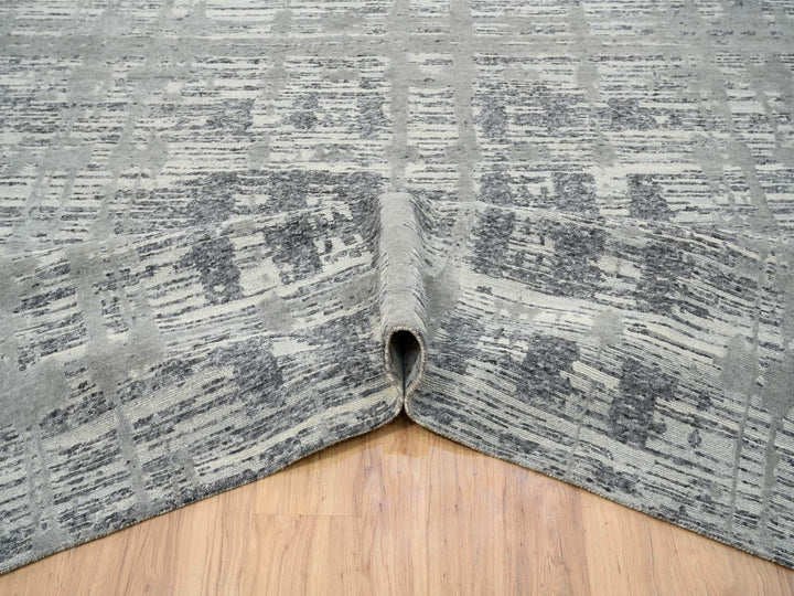 13'10" x 20'2" New Hand Knotted Grey Wool Rectangle Oriental Rug - MOA10264715