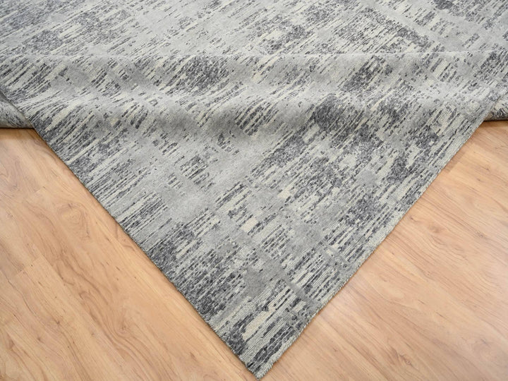 13'10" x 20'2" New Hand Knotted Grey Wool Rectangle Oriental Rug - MOA10264715