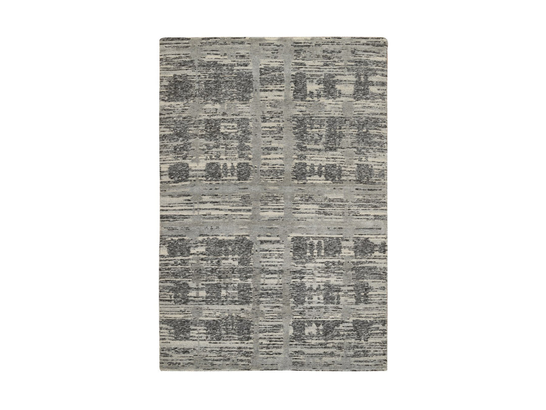 4'0" x 6'1" New Hand Knotted Grey Wool Rectangle Oriental Rug - MOA10264717