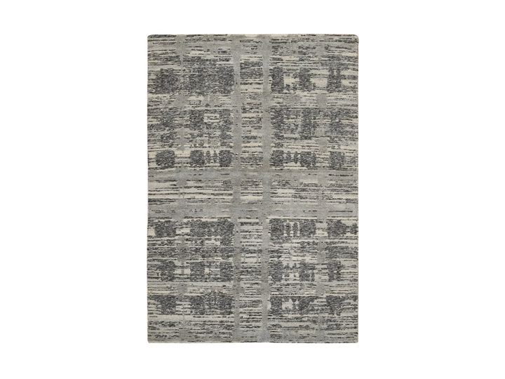4'0" x 6'1" New Hand Knotted Grey Wool Rectangle Oriental Rug - MOA10264717