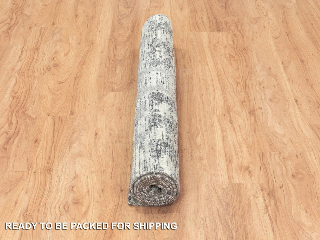 4'0" x 6'1" New Hand Knotted Grey Wool Rectangle Oriental Rug - MOA10264717