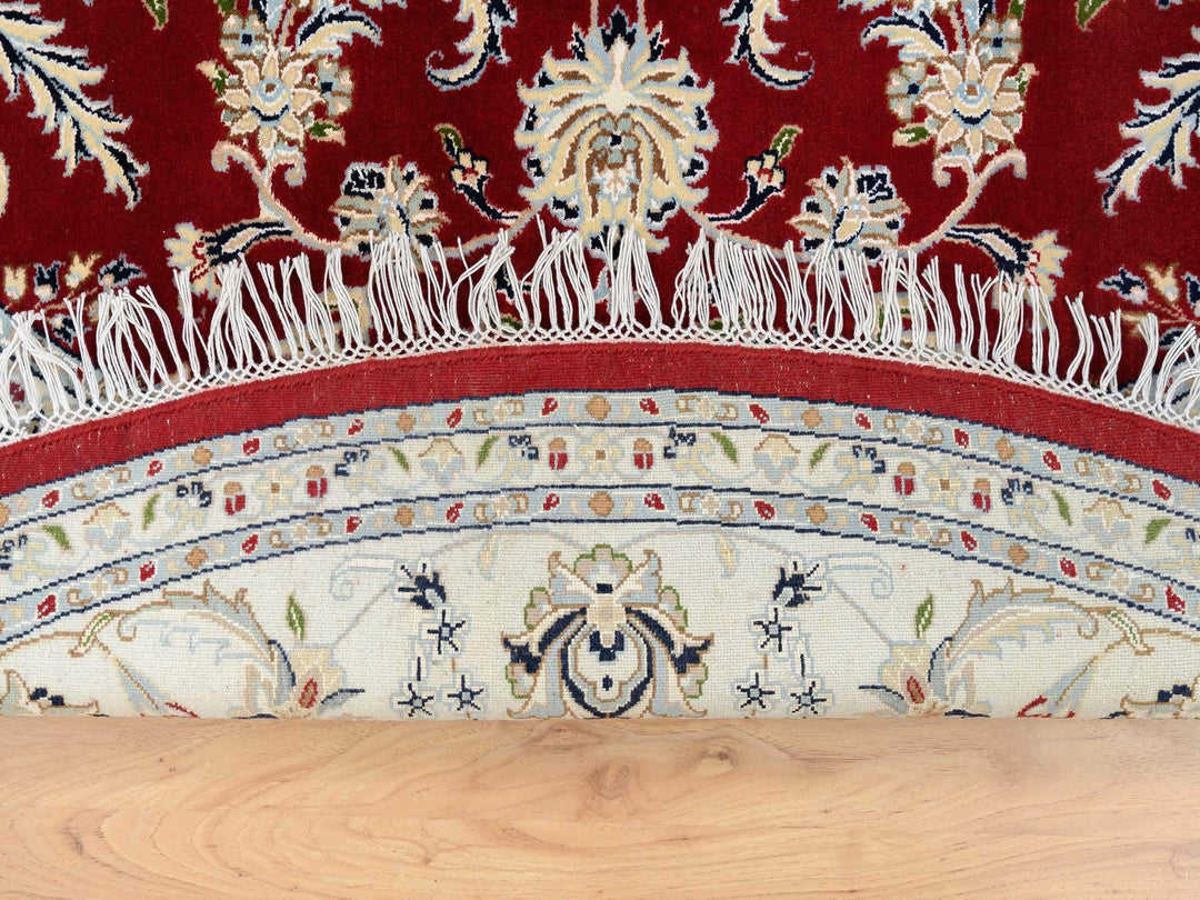 8'0" x 8'0" New Hand Knotted Red Wool Round Oriental Rug - MOA10264719