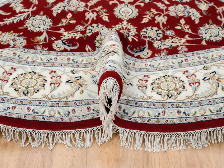 8'0" x 8'0" New Hand Knotted Red Wool Round Oriental Rug - MOA10264719
