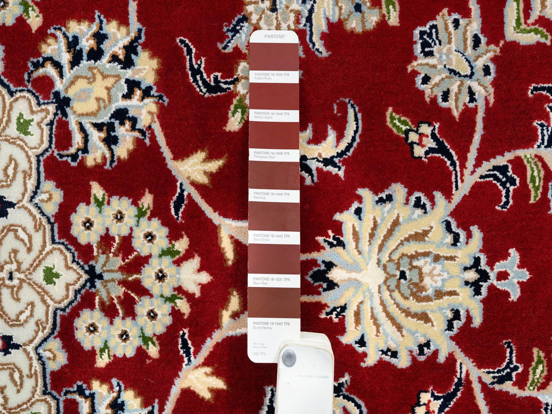 8'0" x 8'0" New Hand Knotted Red Wool Round Oriental Rug - MOA10264719