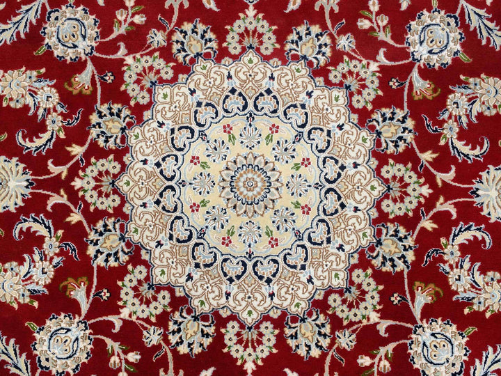 8'0" x 8'0" New Hand Knotted Red Wool Round Oriental Rug - MOA10264719