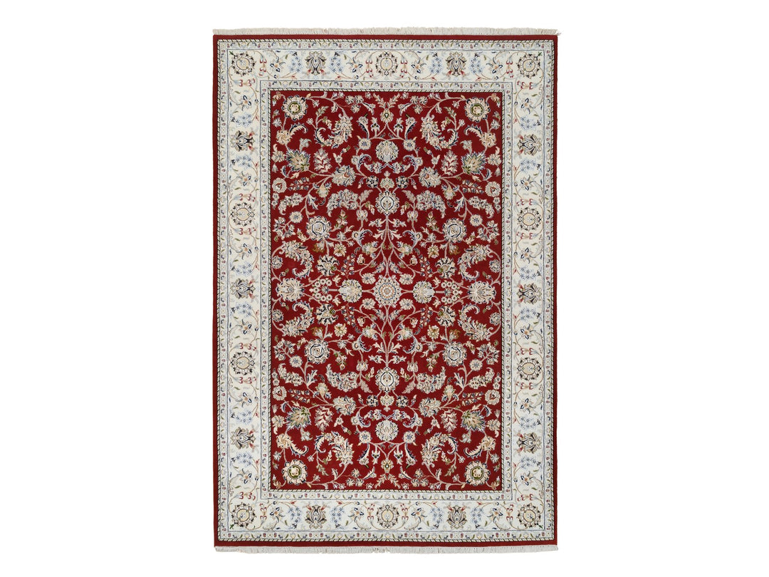 6'0" x 8'10" New Hand Knotted Red Wool Rectangle Oriental Rug - MOA10264722