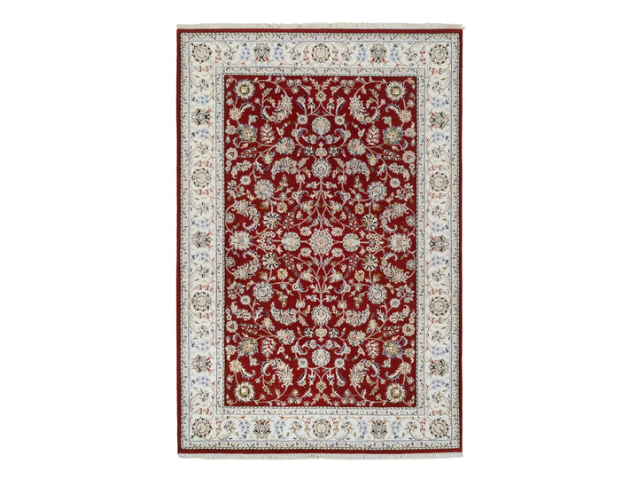 6'0" x 8'10" New Hand Knotted Red Wool Rectangle Oriental Rug - MOA10264722