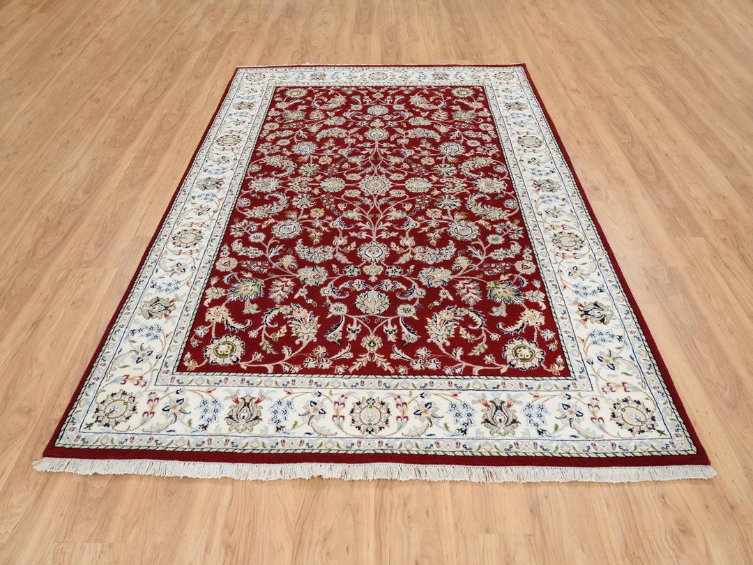 6'0" x 8'10" New Hand Knotted Red Wool Rectangle Oriental Rug - MOA10264722