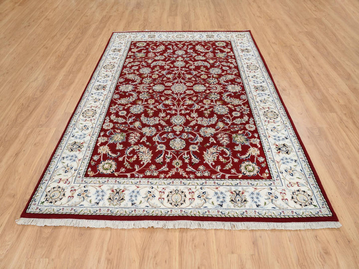 6'0" x 8'10" New Hand Knotted Red Wool Rectangle Oriental Rug - MOA10264722