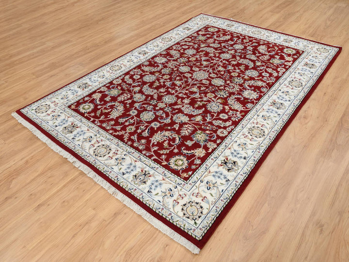 6'0" x 8'10" New Hand Knotted Red Wool Rectangle Oriental Rug - MOA10264722