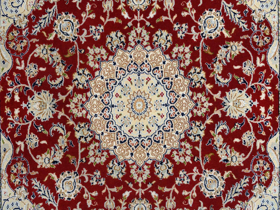 5'9" x 6'0" New Hand Knotted Red Wool Square Oriental Rug - MOA10264724