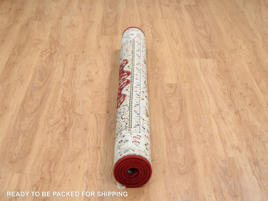 5'9" x 6'0" New Hand Knotted Red Wool Square Oriental Rug - MOA10264724