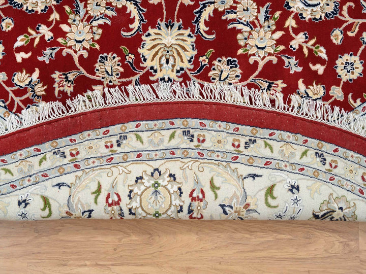 9'1" x 9'1" New Hand Knotted Red Wool Round Oriental Rug - MOA10264728