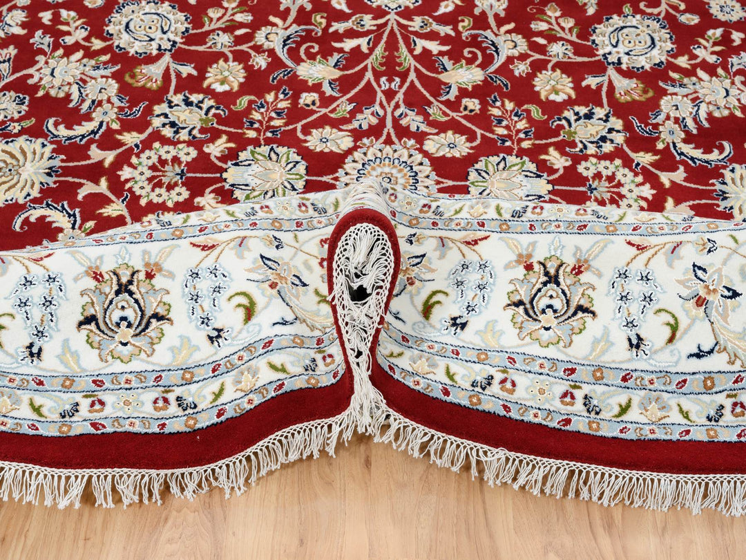 9'1" x 9'1" New Hand Knotted Red Wool Round Oriental Rug - MOA10264728