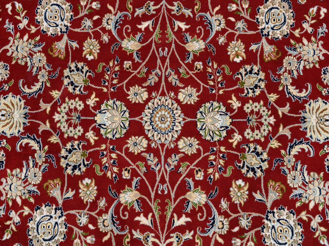 9'1" x 9'1" New Hand Knotted Red Wool Round Oriental Rug - MOA10264728
