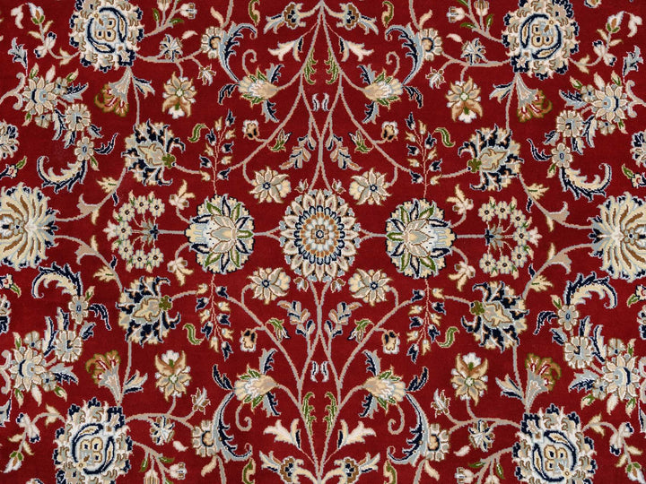 9'1" x 9'1" New Hand Knotted Red Wool Round Oriental Rug - MOA10264728