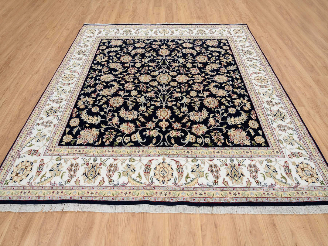 8'0" x 8'2" New Hand Knotted Blue Wool Square Oriental Rug - MOA10264731