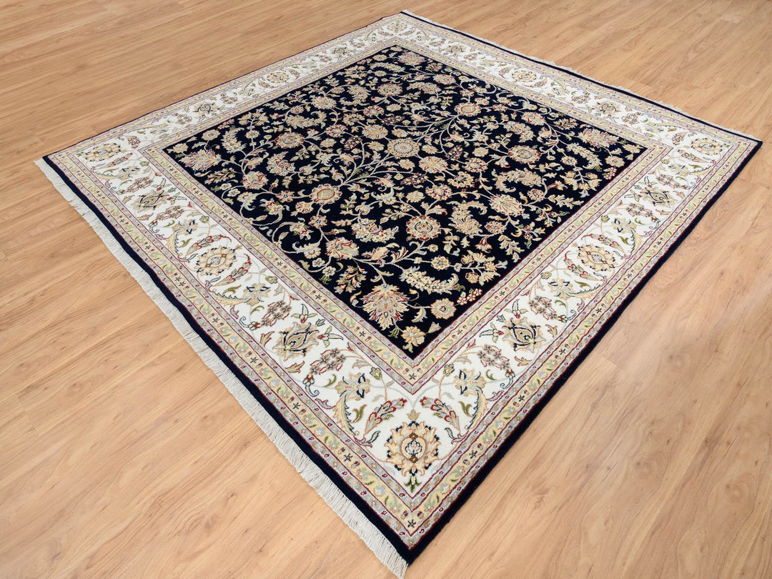 8'0" x 8'2" New Hand Knotted Blue Wool Square Oriental Rug - MOA10264731