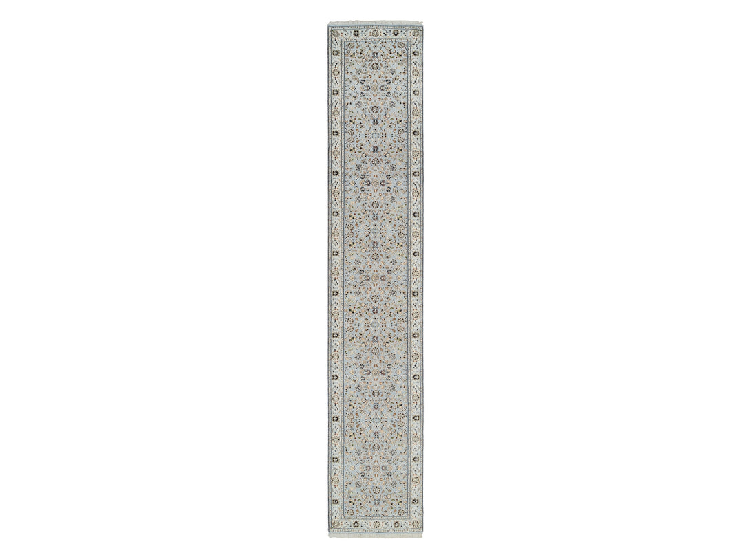 2'6" x 13'9" New Hand Knotted Blue Wool Runner Oriental Rug - MOA10264736