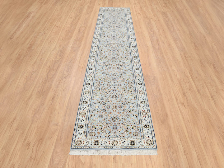 2'6" x 13'9" New Hand Knotted Blue Wool Runner Oriental Rug - MOA10264736